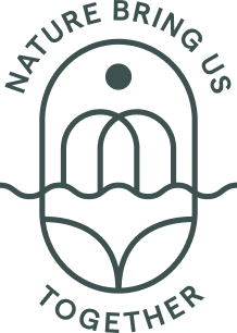 Nature Brings Us Together icon with water, mountain sun representations